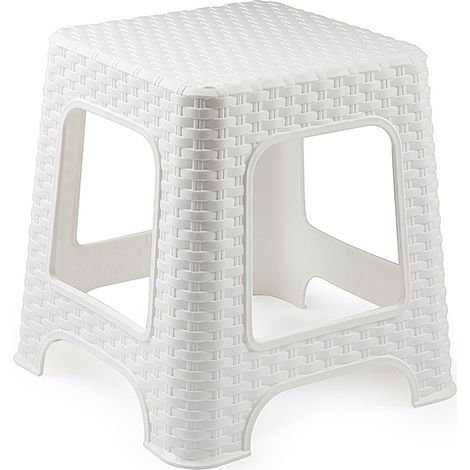 Taburete de Rattan bajo Blanco