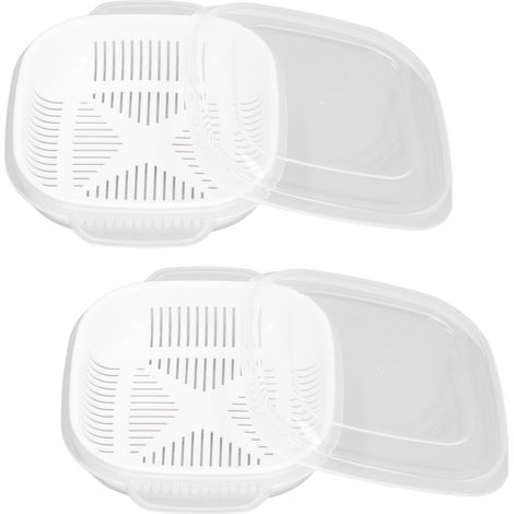 Lot de 2 boîtes à lunch Bento de 340 ml de capacité interne, avec compartiment de rangement amovible pour réfrigérateur, idéales pour la maison, le bureau, les voyages et le camping. (1/5)