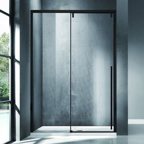 Porta doccia 120cm scorrevole con profilo nero vetro 8mm  KSA4000N kamalu