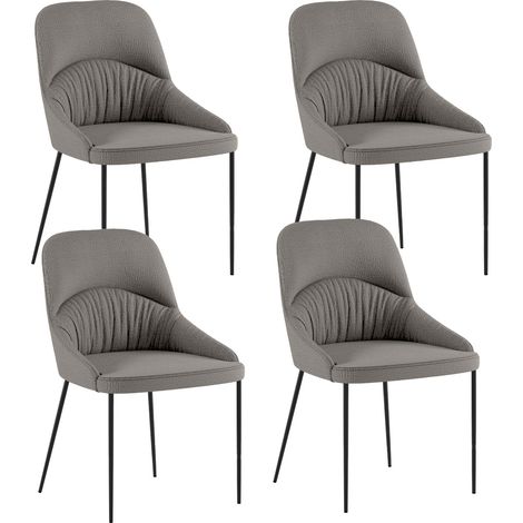 Set 4 Sedie Ginevra 54x63x89 cm in Tessuto Easy-Clean Grigio Chiaro (1/5)