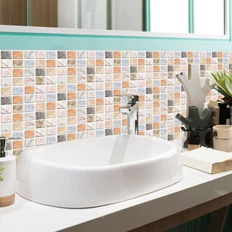Sticker Mural - Marbre Mosaïque - 30x30 cm - Auto-Adhésif - Lot de 4