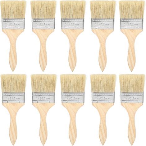 Lot de 10 Pinceaux Peinture 63,5mm Laine Synthétique Manche Bois Robuste pour Murs Vernis et Enduits Intérieur Extérieur (1/5)