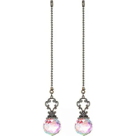 Lot de 2 chaînettes pour ventilateur et lustre, avec perles et finitions bronze et cristal. Pièces décoratives pour lampe (couleur AB) - JXLGV (1/5)