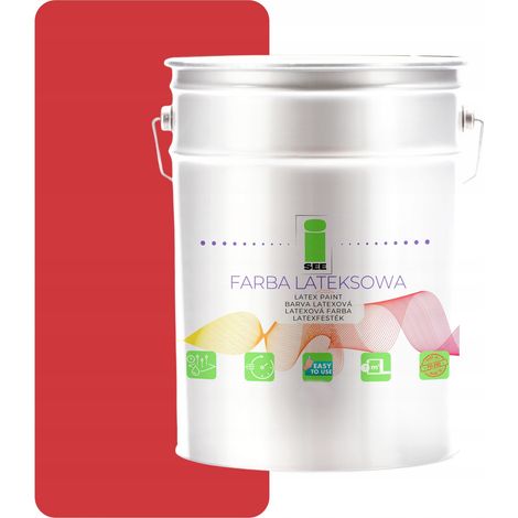 Peinture murale latex pour intérieur, rouge, 5L, magasin d'usine (1/5)