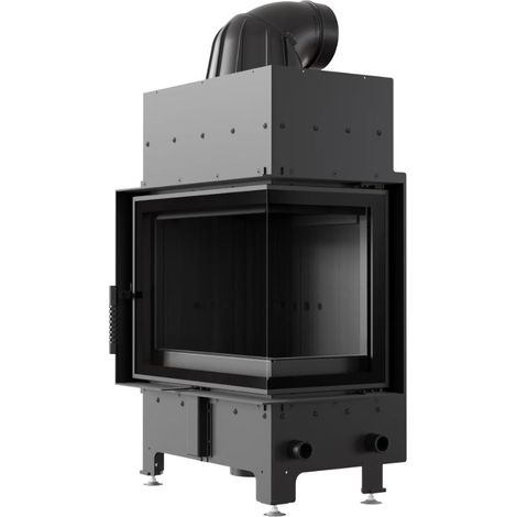 Kratki Kamineinsatz aus Stahl KRATKI FLOKI S BLACK rechts 8 kW Ø 160 mit Türfeder (1/5)