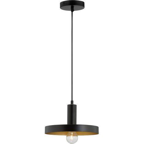 Merano Haven Dome Suspension Plafonnier Métal Noir Extérieur Doré Intérieur Noir LED E27