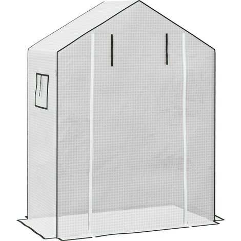 Cubierta de recambio para invernadero de PE blanco con puerta enrollable y ventanas laterales (1/5)