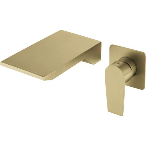 Bathroom Sink Mixer Tap Wall Mounted Single Lever Basin Faucet Sink Faucet,Gold (1/5)