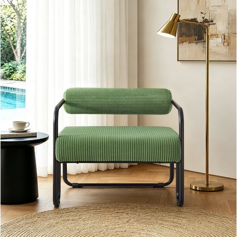 Loungesessel aus Cord Grün mit Metallgestell 130 kg OKMYHOME (1/5)