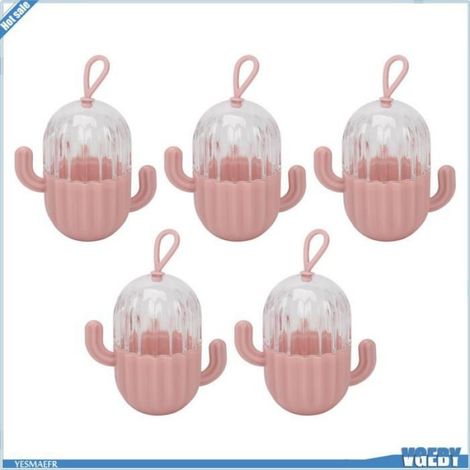 Ashata Boîte de rangement d’œufs de beauté Boîtes de rangement d'œufs de beauté en forme de Cactus, 5 pièces, parfum boite (1/5)