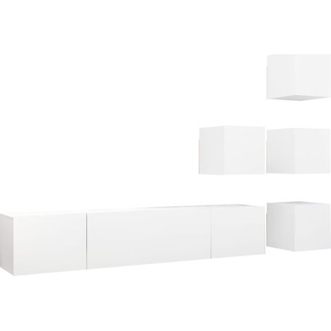 Maison Exclusive - 6-tlg. TV-Schrank-Set Weiß Holzwerkstoff