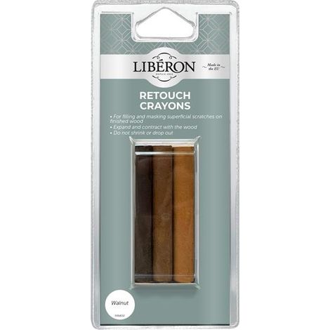 Liberon Walnut Retouch Crayons - Pack of 3 for Wood Touch-Up and Repair