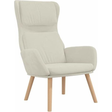 Fauteuil inclinable en velours blanc cassé (1/5)