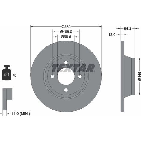 Lot de 2 Disques de frein Textar 92060400 AUDI 8A0615301 8A0615301D