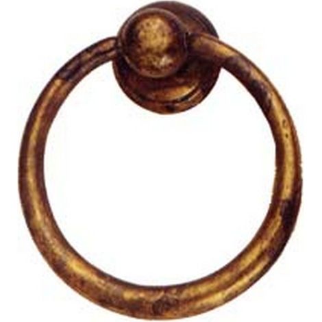 5PZ MANIGLIE PER MOBILI AD ANELLO SNODATE MOD.09202 IN OTTONE ANTICATO - MM.40X46H.