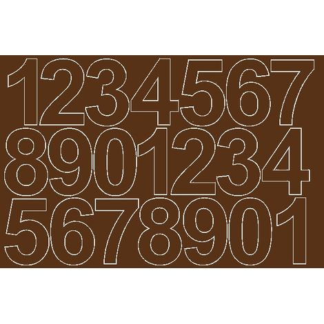 Autocollants chiffres de 10 cm, marron brillant