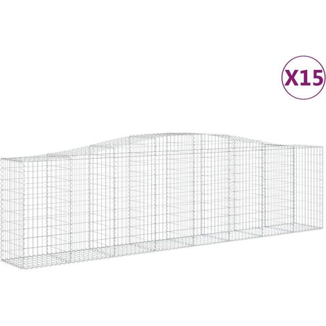Paniers à gabions arqués 15 pcs  Mur en gabion 400x50x100/120 cm Fer galvanisé