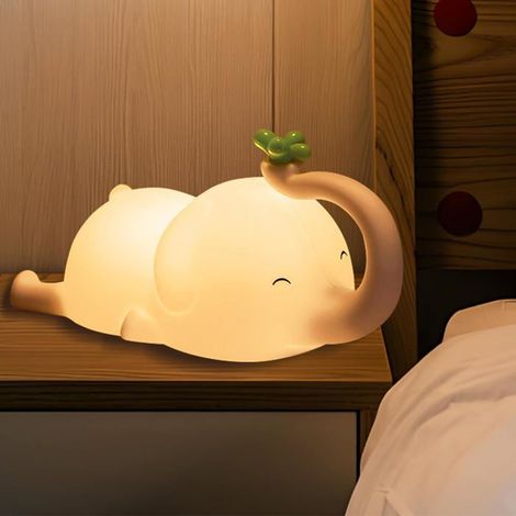 Veilleuse éléphant mignonne pour enfants,3ème commande tactile à intensité variable,rechargeable par USB,fonction de synchronisation (1/4)