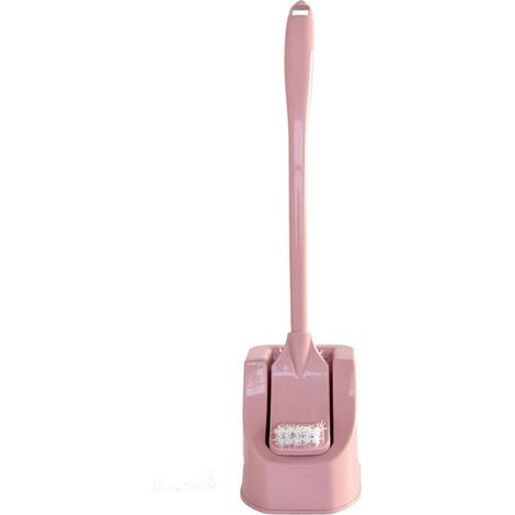 Brosse WC, balai WC, poubelle, brosse WC, porte-brosse WC, brosse WC économique à long manche avec support sanitaire.（rose） (1/5)