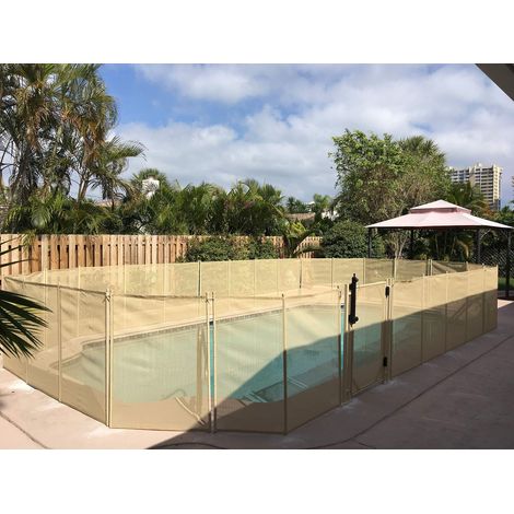 Barrière de sécurité pour Piscine à Fermeture Automatique Beige 122 cm (1/5)