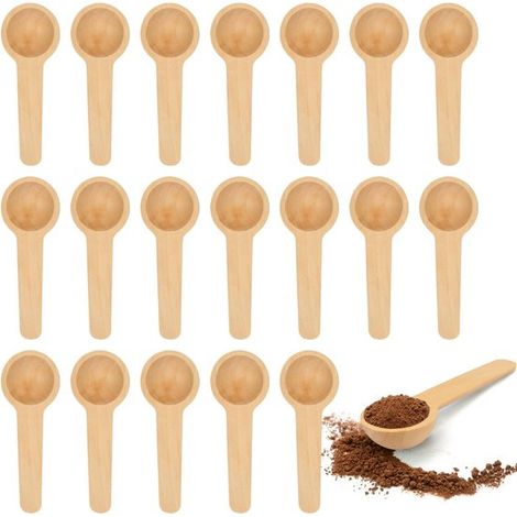 Zeynomax，Cucharas de madera，Perfectas para especias，6,9 x 2,5 cm，Hechas a mano con madera natural，Aptas para cocinar，20 unidades