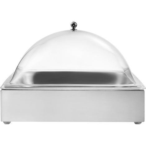 Mophorn Servierbehälter Buffet-Behälter aus Edelstahl (1 Behälter), Präsentationsständer mit klarem Deckel & 3 Eiswürfelschalen für Gastronomie, Hotel und Küche