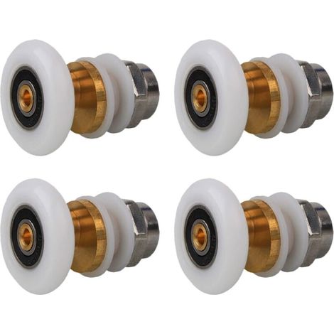Roulettes Porte de Douche 20mm, Roulette Porte Coulissante Douche en Laiton 4 Pièces pour Rouleau pour Remplacement de Douche Coulissante Verre Porte Coureurs Rouleaux (20MM)