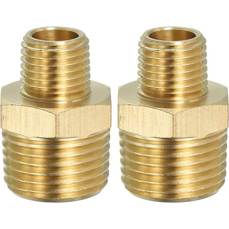 Raccord de Tuyau Hexagonal En Laiton Massif, Adaptateur Filetage, Lot 5, 1/4" Npt X 1/8" Npt, Connecteurs Ligne D'Eau Mâles - 1/2" NPT x (1/5)