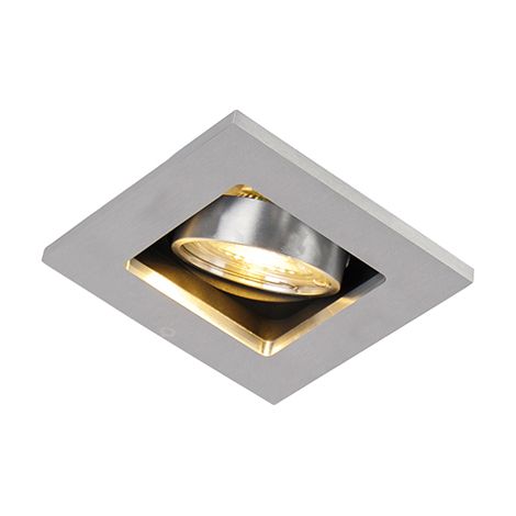 QAZQA + Moderno Foco empotrable inteligente de acero con WiFi GU10 inclinable - Qure Aluminio Cuadrada Adecuado para LED Max. 1 x 5 Watt