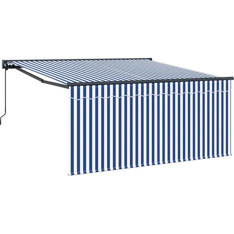 Einziehbare Markise Blau und weiß 300 x 250 cm Stoff vidaXL (1/5)