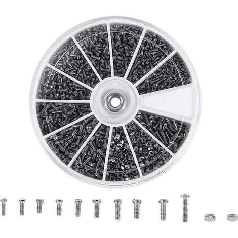 600Pcs M1 M1.2 M1.4 M1.6 Mini Kit d'Assortiment Vis et Écrous pour Lunettes (1/5)