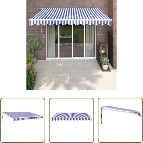 Terrassenmarkise - Elektrische Markise mit Kurbel Blau und Weiß 3,5x2,5 m (1/5)
