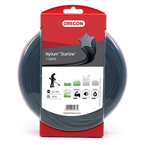 Oregon Filo per Decespugliatore a Forma di Stella in Nylon Resistente, Adatto per Erba Alta, Rifiniture e Vegetazione Fitta, Compatibile con Numerosi Marchi, 2,7 mm x 70 m (110987E), Nylium (1/4)