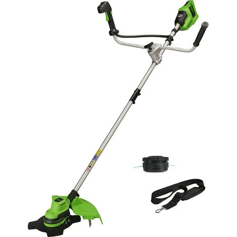 Greenworks Tagliabordi e Falce a Batteria 48V(2×24V) Taglio 38cm/25cm senza Batteria e Caricatore, Manico Regolabile Modalità Hi/Low GD24X2BCB (1/5)