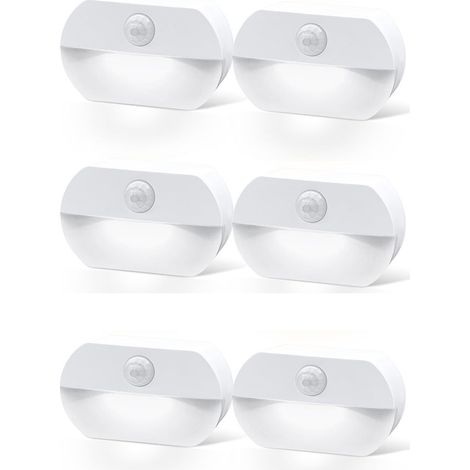 6pcs Veilleuse LED à capteur de corps humain avec armoire de cuisine et veilleuse à capteur intelligent de chevet (lumière blanche) (1/5)