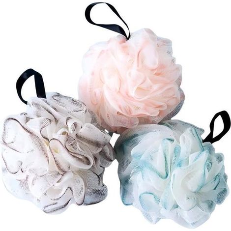 Set mit 3 Badeschwämmen 14 cm Durchmesser waschbare schäumende Badekugeln aus Netzgewebe Unisex-Badekugeln peelend reinigend und pflegend für die (1/5)