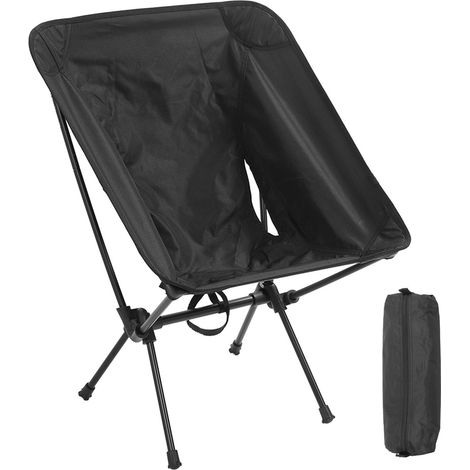 Chaise pliante de camping ultra-légère en alliage d'aluminium, compacte, avec sac de rangement, pour randonnée et plage, noir. (1/5)