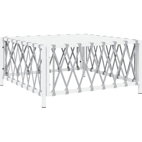 Table de jardin，Table d'extérieur blanc 70x70x34 cm tissu tissé CFW62982 (1/5)