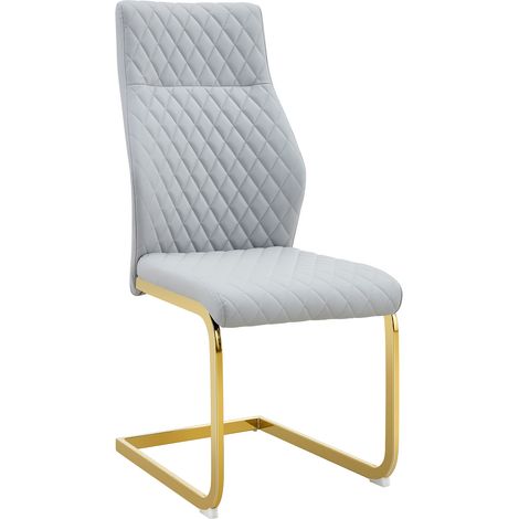 Ensemble salle à manger avec table ronde en verre trempé Ø85 cm et 2 chaises modernes gris clair et or (1/5)