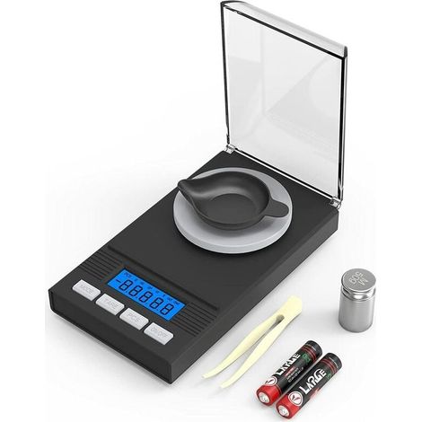 Mini balance numérique multifonction haute précision, balance de cuisine numérique avec affichage à LED Échelle milligramme 50 x 0,001g,Échelle de bijoux d'équilibre de carat d'or (1/5)