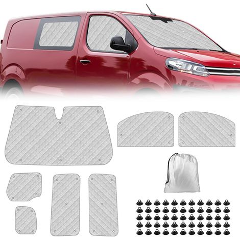 7 Pièces Tapis Thermique Voiture Remplacement pour Jumpy 2016-2024, Remplacement pour Vivaro 2019-2024, Protection Solaire Pare-Brise, Ensemble de Pare-Soleil Pliable (1/5)