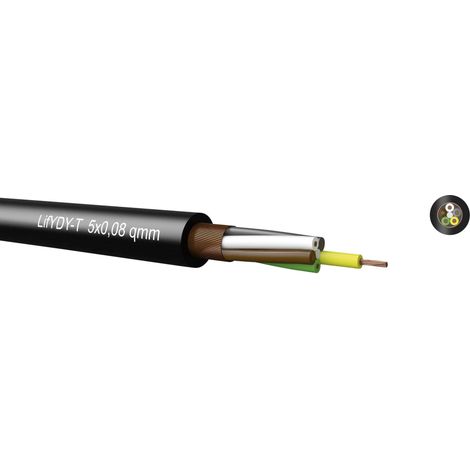 Fil et câble électrique kabeltronik lifydy 2x0.08mm noir
