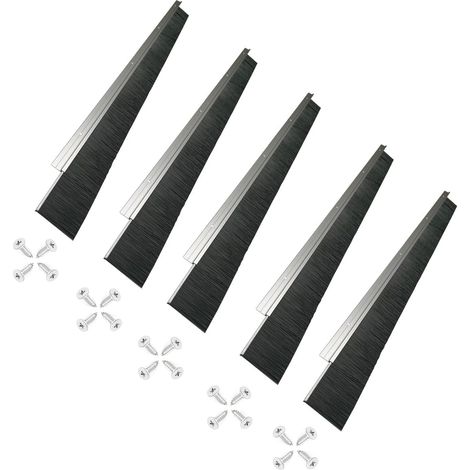Lot de 5 – Joint de Porte à Brosse 61 × 880 mm Balai de porte à visser • Aluminium anodisé • Fibres PP haute densité • Pour bas de porte et portes de garage (1/5)