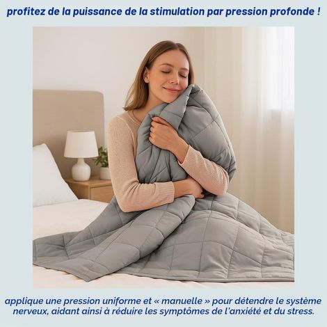 Couverture lestée – 125 x 150 cm – 4 kg – Gris – 7 couches – Perles de verre – Housse de rangement incluse – Anti-anxiété – Doux et respirant (1/5)