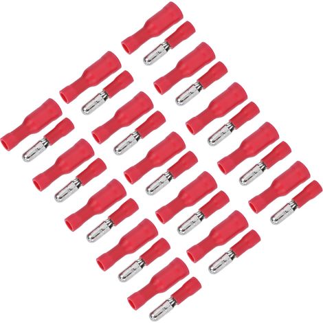 50 paires de cosses isolées, connecteurs bout à bout à sertir rapide mâles et femelles pour fils de calibre 22 à 16 AWG (1/5)