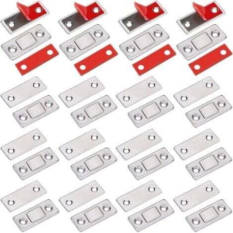 Magnetische Schranktürenverschlüsse, 16 Stück ultradünne, selbstklebende Metallmagnete, starke Magnete für Schiebetüren, Schubladen, Fenster und Kleiderschränke