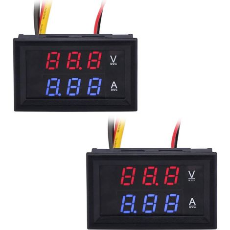 2 piezas 0.28" LED Voltímetro digital Amperímetro DC 0-100V 10A LED Ampere doble digital herramienta de medición (1/4)