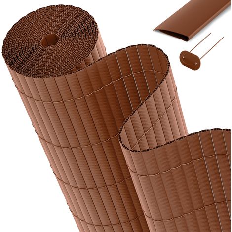 Brise-vue en PVC pour clôture de balcon SolVisionP12, 90 x 300 cm, marron
