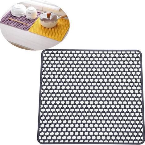 Schwarze rechteckige Abtropfmatte für Spülbecken und Arbeitsplatten (34,5 cm) (1/5)