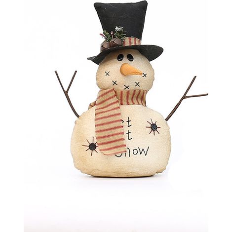 Adorno navideño vintage de tela para mesa, muñeco de nieve de 27 cm, muñeco de nieve de arpillera (1/4)